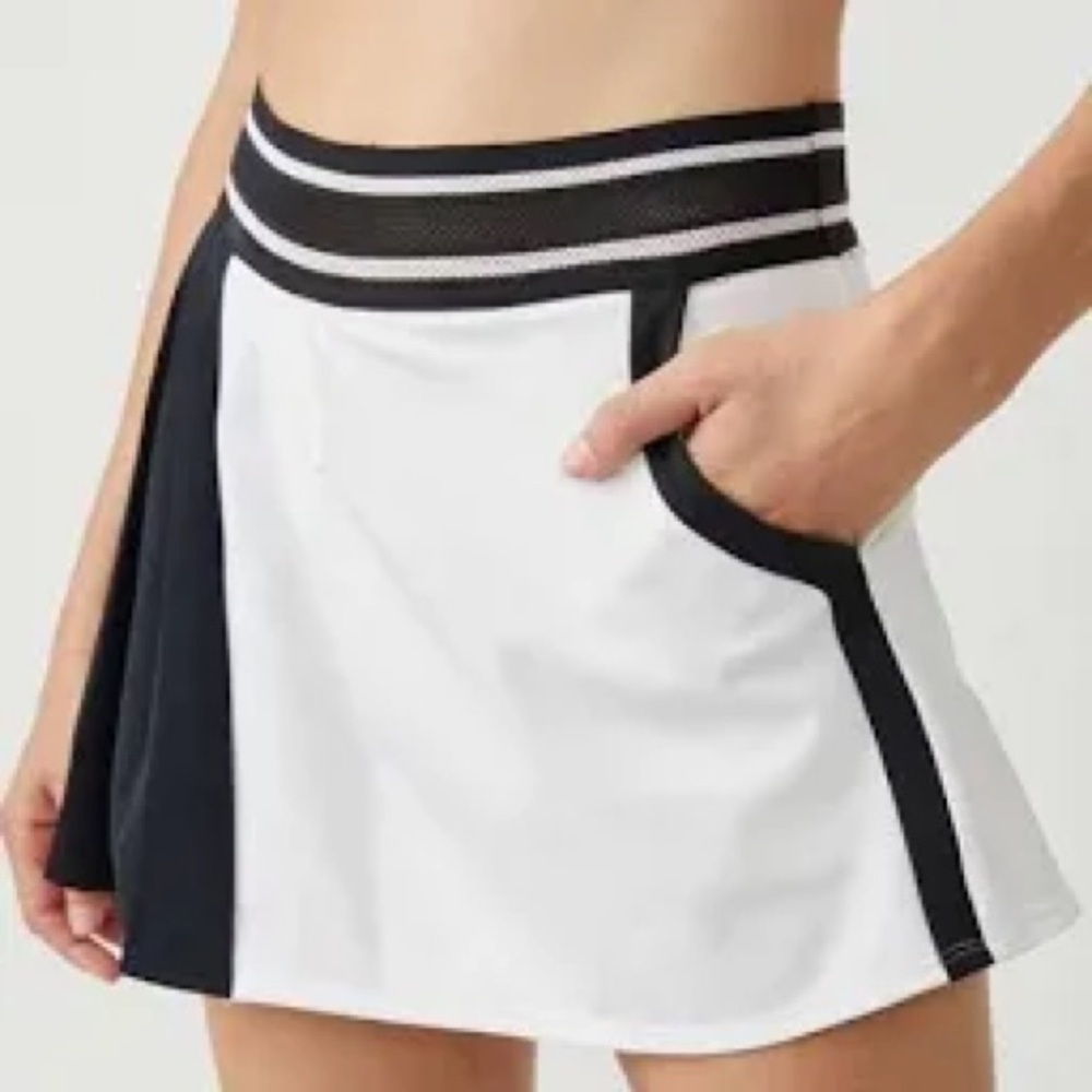FP Movement by Free People White and Black Skater Athletic Skirt